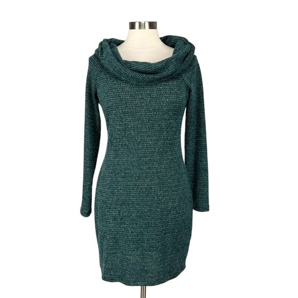 I.N. San Francisco Teal Green Cowl Neck Long Sleeve Sweater Dress size Large - Picture 1 of 12